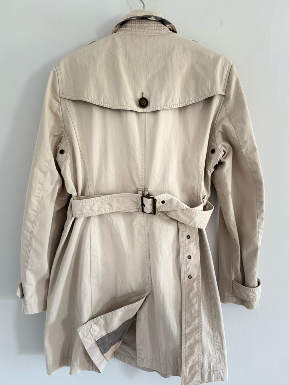 Burberry Brit Trench Coat Beige Nova Check Lined Belted US 14 UK 16 - Picture 5 of 17